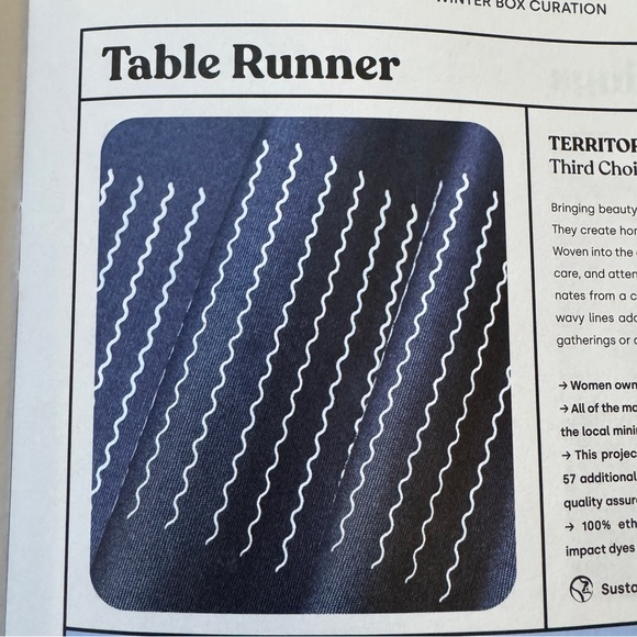 ALLTRUE Table Runner Territory Navy Blue White Cotton 18 X 70 Zig Zag Waves - Picture 3 of 4